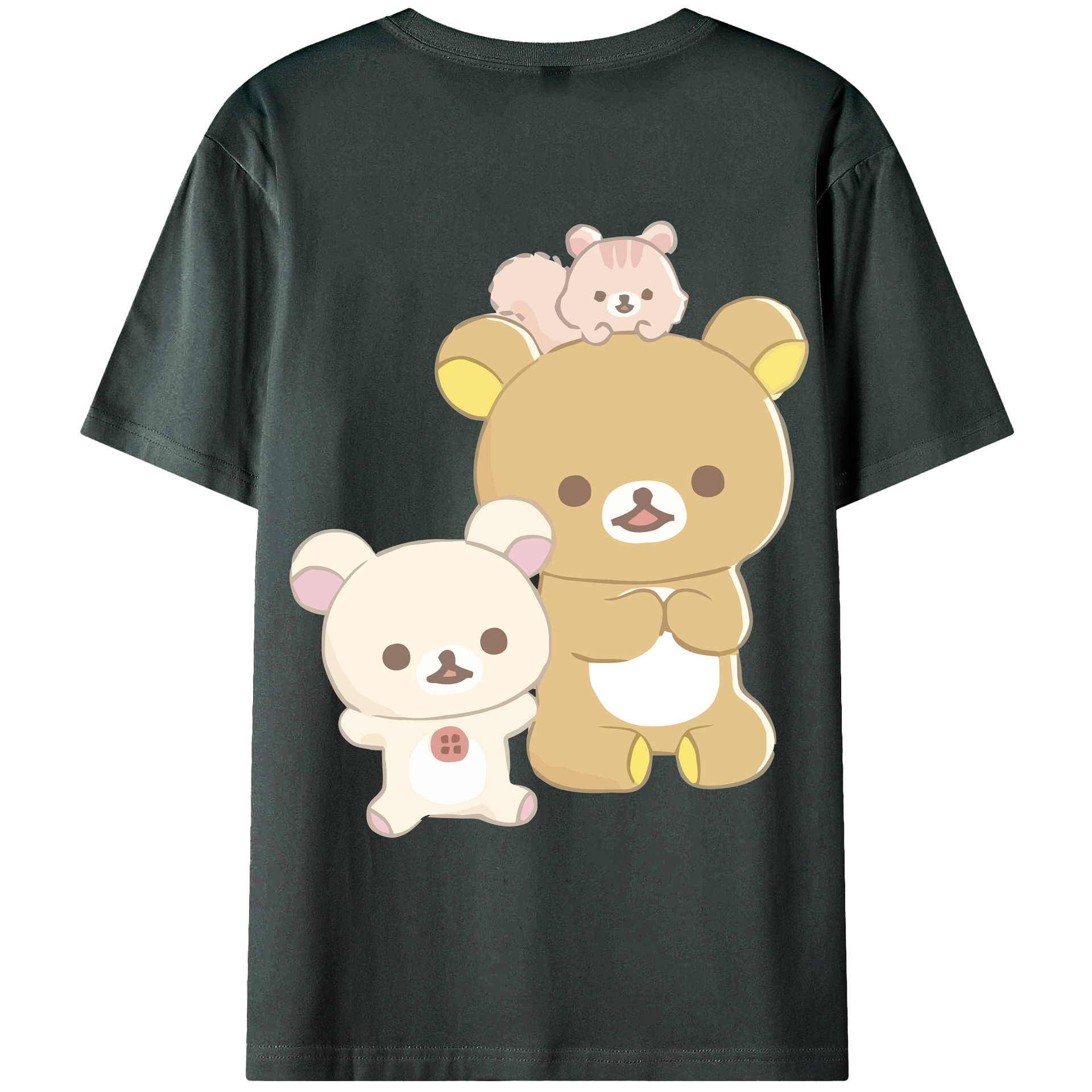 （画像用） リラックマ リラックマ キイロイトリ Rilakkuma Korilakkuma Kiiroitori 綿100％ メンズ半袖Tシャツ（バックプリント） 通気性
